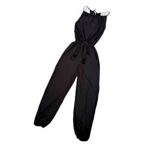 NWT 21 Saints Jumpsuit M Medium Split Thigh Slit Cinched Belted Black